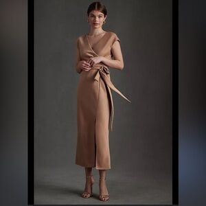 BHLDN | Dresses | Bhldn Anthropologie Womens Flamenco Hem Asymmetrical  White Fitted Midi Dress M | Poshmark